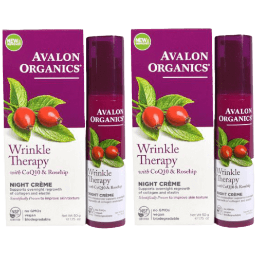מבצע זוגי | קרם לילה לטיפול בקמטים | 50 גר | מועשר בשמן פרי הורד COQ10 | אבלון אורגניקס | AVALON ORGANICS