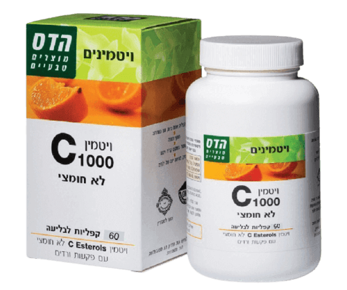 ויטמין C סי 1000 | לא חמוצי | בתוספת פקעות ורדים | מכיל 60 טבליות לבליעה | פלוריש הדס | Floris Hadas