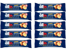 מארז 10 חטיפי חלבון | בטעם בננה טופי | 18 גרם חלבון | מכיל 60 גרם לחטיף | אול-אין | ALLIN