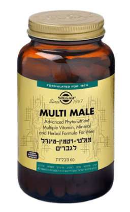 מולטי ויטמין מינרל לגברים | מכיל 60 טבליות | מתאים לצמחונים וטבעונים | סולגאר | Solgar