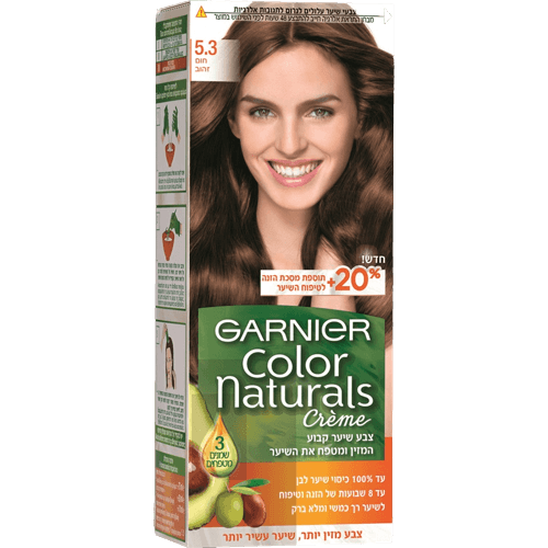 צבע לשיער קבוע המזין ומטפח את השיער - 53 חום זהוב 20 תוספת מסכת הזנה לטיפוח השיער גרנייה | Garnier