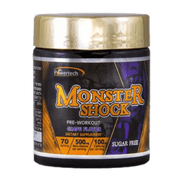 מונסטר שוק | פרי וורקאאוט | אבקה להכנה משקה חומצות אמינו | בתוספת קפאין וויטמין B3 | בטעם ענבים | ללא סוכר | MONSTER SHOCK | מספר מנות הגשה 70 | מכיל 210 גרם פאוורטק | Powertech