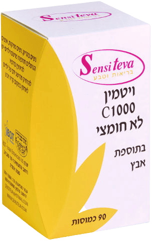 ויטמין סי C1000 | לא חומצי | בתוספת אבץ | מכיל 90 כמוסות | סנסי טבע | Sensi Teva