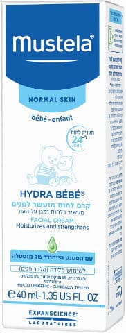 קרם לחות מועשר לפנים לתינוקות | מכיל 40 מל | מוסטלה | Mustela