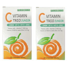 ויטמין C | טריו צעירים | מכיל בנוסף ויטימין D ואבץ | מבצע זוגי | מכיל 60 טלביות ללעיסה | פלוריש הדס | Floris Hadas