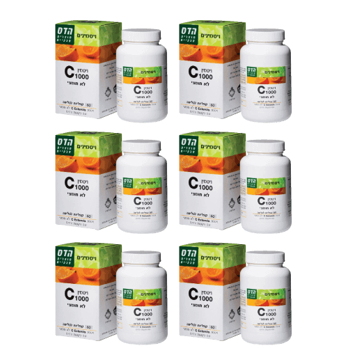 ויטמין סי 1000 לא חומצי | בתוספת פקעות ורדים | 360 טבליות | שישייה | פלוריש הדס | Floris Hadas