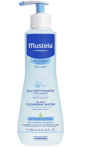 מים מיסלריים לניקוי עור התינוק ללא שטיפה | טוב לעור וידידותי לסביבה | לשימוש מגיל לידה | מכיל 300 מל | מוסטלה | Mustela
