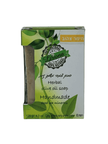 סבון צמחי | משמן זית | עשיר בלחות | מעושר בויטמין E | פלוס שמנים אתריים | חימר צהוב | לבנה | Levana