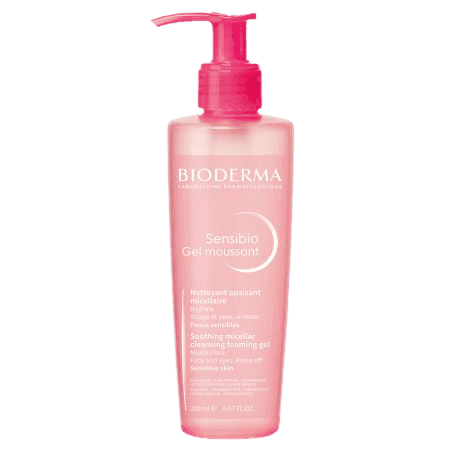 סנסיביו גל מוסנט | מכיל 200 מל | קצף גל עדין לניקוי של עור הפנים | לעור עדין ורגיש | ביודרמה | Bioderma