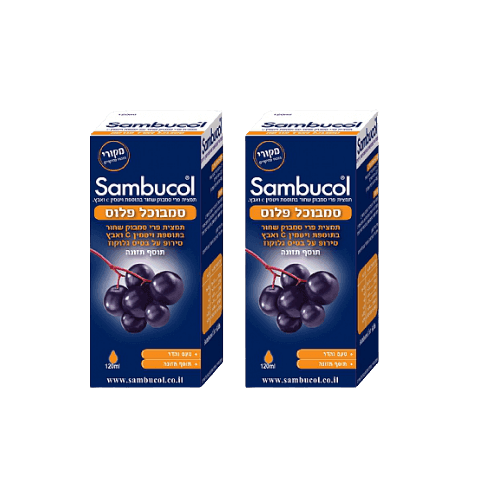סמבוכל פלוס | סירופ עם תמצית סמבוק שחור | מבצע זוג | מכיל 240 מל | סבוקלם | Sebocalm