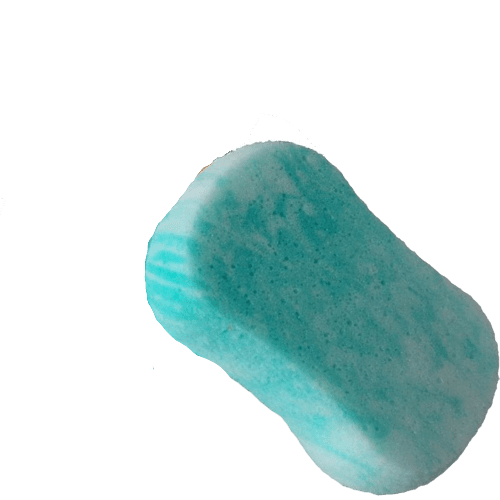 ספוג רחצה | עדין שיש | אובלי | מבית Aoua massage | צבע תכלת לבן