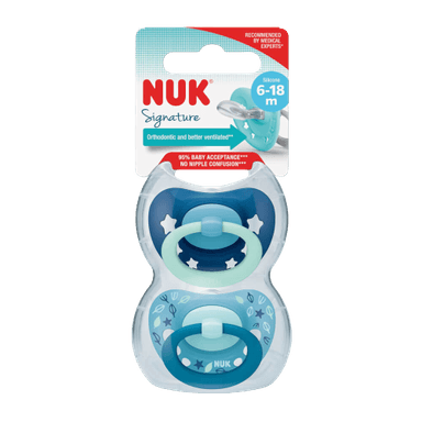 זוג מוצצי נוק סיגנטור NUK Signature | סיליקון 6-18 חודשים | כחול | נוק | NUK