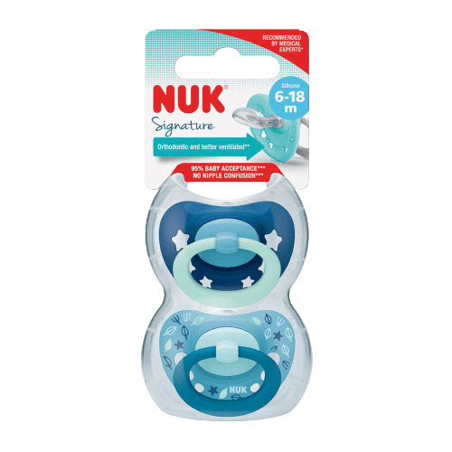זוג מוצצי נוק סיגנטור NUK Signature | סיליקון 6-18 חודשים | כחול | נוק | NUK