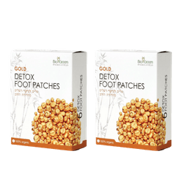 מארז זוגי | גולד דיטוקס פווט פאטצס | Gold DETOX FOOT PATCHES | פדים לניקוי רעלים | מהדורת הזהב | 100 אורגני | מכיל תערובת של צמחים ביו גרין | Bio Green