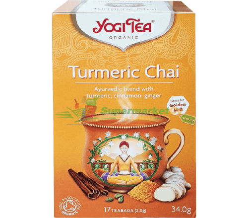 צמחים מיובשים להכנת משקה בחליטה אורגנית עם כורכום וקינמון | מכיל 17 שקיקים | yogi tea