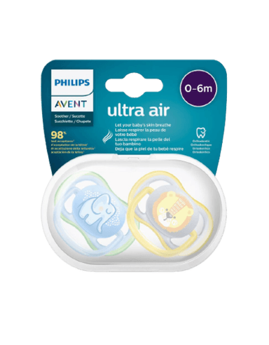 זוג מוצצי אוונט אולטרה אייר Avent ultra air | לגילאי 0 - 6 חודשים | AVENT פיליפס | PHILIPS