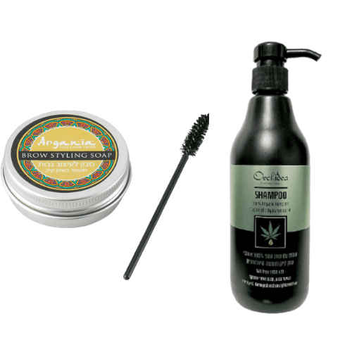 מארז שמן קיק | שמפו | שמן המפ שמן קיק וחומצה היאלורונית | מכיל 500 מל | פלוס | סבון לעיצוב גבות | מעושר בשמן קיק |