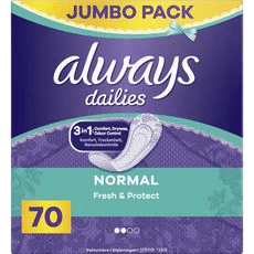 מגני תחתון נורמל עם ניחוח | 70 יחידות | always dailies Normal Fresh Protect |