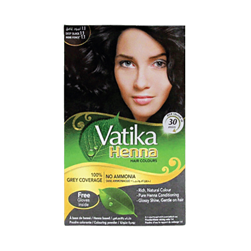 אבקת צבע לשיער | על בסיס חינה שחור כהה | וטיקה | Vatika