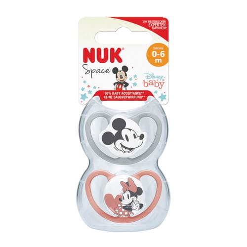 זוג מוצצי נוק ספייס דיסני NUK Space Disney Baby | סיליקון 0-6 חודשים | מיקי ומיני | נוק | NUK