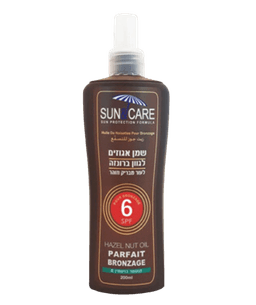 שמן שיזוף אגוזים לגוון ברונזה לעור מבריק וזוהר | מסנן קרינה SPF 6 | מכיל 200 מל | Sun Care