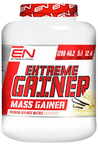אבקת להכנת משקה על בסיס מי גבינה | EXTEREME GAINER | בטעם וניל צרפתי | 45 קג | מבית EXTEREME NUTRITION