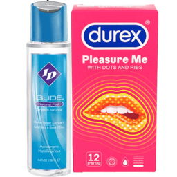 ג'ל סיכוך על בסיס מים Glide ID | מבית גלייד | 130 מ"ל | קונדומים דורקס | 12 יחידות | Pleasure Me דורקס | Durex