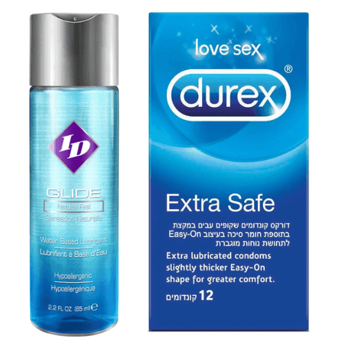 גלייד | חומר סיכה | על בסיס מים | 65 מל | דורקס | 12 יחידות | Extra Safe דורקס | Durex