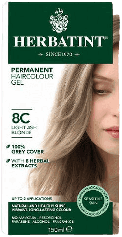 הרבטינט | צבע שיער קבוע | על בסיס צמחי | בלונד אפרפר בהיר | 8C הרבטינט | HERBATINT