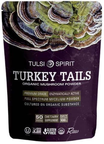 זנב התרנגול | אבקת תפטיר פטריות אורגניות | 100 גרם | טולסי ספיריט TULSI SPIRIT - פוקה | PUKKA