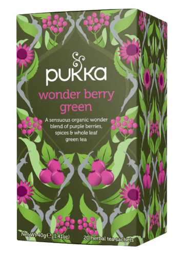 תה ירוק תותי בר | חליטת צמחים אורגנית | פוקה | PUKKA