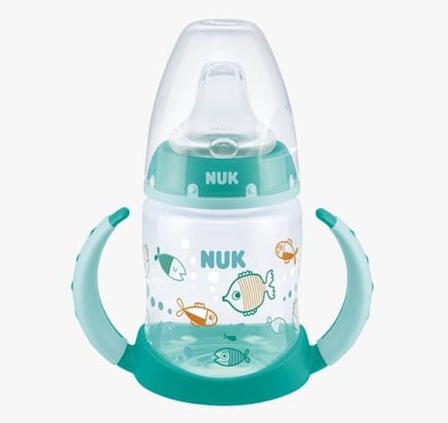 בקבוק אימון פיירסט צויס NUK FIRST CHOICE | מכיל 150 מל | 6-18 חודשים | טורקיז דגים | נוק | NUK