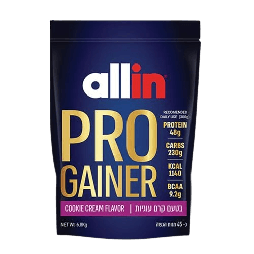 פרו גיינר | בטעם קרם עוגיות | מכיל 35 מנות הגשה | תוסף תזונה | אול-אין | ALLIN