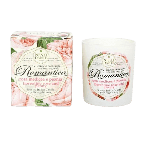 נר צמחי רומנטי | ריח וורדים | 100 כותנה טהורה וללא עופרת | בעירה עד 30 שעות | ללא מוצרים מן החי | נסטי דנטה | nesti dante