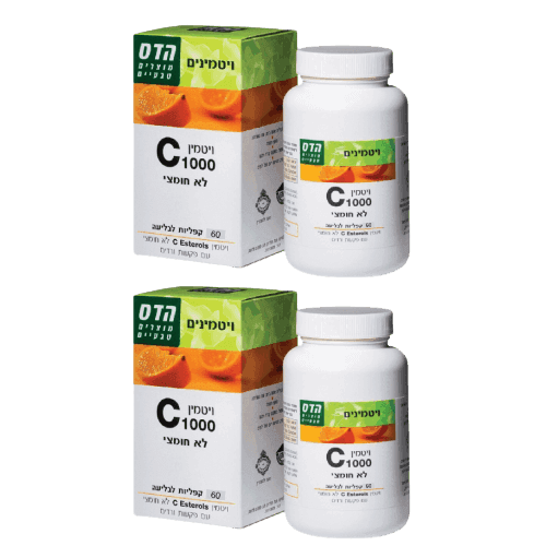 ויטמין C סי 1000 | לא חמוצי | בתוספת פקעות ורדים | 120 טבליות | מבצע זוג | פלוריש הדס | Floris Hadas