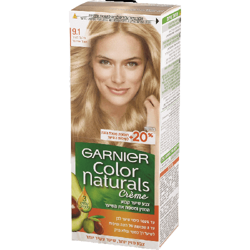 גרנייה קולור נטורלס | קרם צבע לשיער | 91 | בלונד בהיר מאוד אפרפר