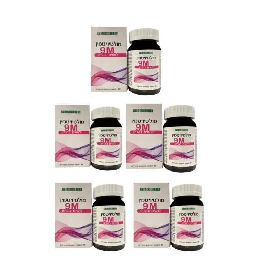 מולטי ויטמין 9M | לנשים בהריון | פלוריס | 300 כמוסות | בתוספת ויטמינים ומינירלים | מבצע חמישייה | פלוריש הדס | Floris Hadas