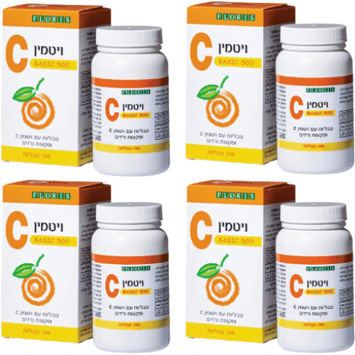 ויטמין סי BASIC 500 | מבצע רביעיה | מכיל 100 טבליות | פלוריש הדס | Floris Hadas
