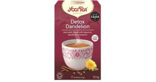 צמחים מיובשים להכנת משקה בחליטה אורגנית עם ליקוריץ קינמון ושן הארי | DETOX DANDELION | מכיל 17 שקיקים | YOGI TEA