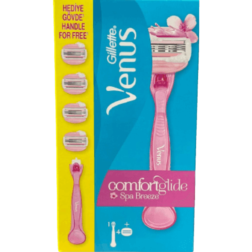 סכין גילוח | לנשים | מגיע עם 4 להבי חיתוך | Shaving Razor | גלישה נעימה | Comfort Glide | גילט | Gillette