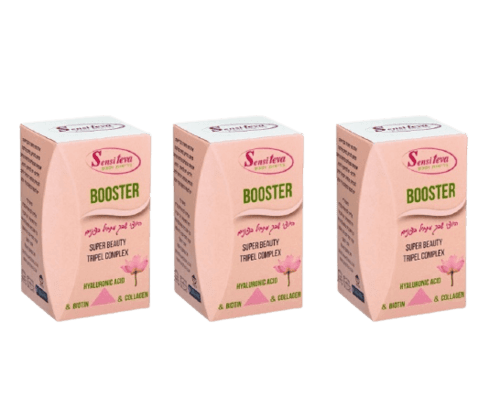 BOOSTER קולגן | ביוטין וחומצה היאלורונית | כל יחידה מכילה 60 כמוסות | שלישייה | סנסי טבע | Sensi Teva