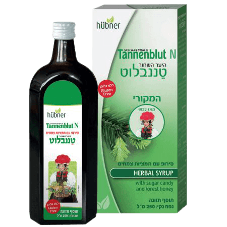 טננבלוט | סירופ עם תמציות צמחים | מכיל 250 מל | ללא גלוטן | תוסף תזונה | כשר פרווה | הובנר טננבלוט | Hubner Tannenblut