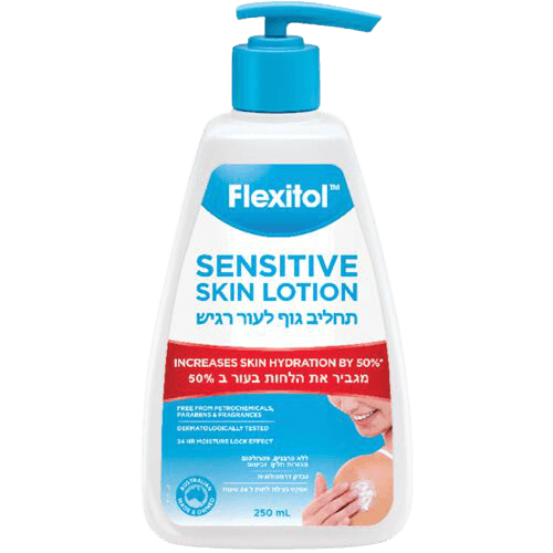 פלקסיטול | תחליב גוף לעור רגיש | מגביר את הלחות בעור ב50 אחוז | ללא פרבנים | מכיל 250 מל | אלטמן | ALTMAN