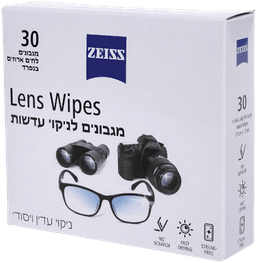 מגבונים לניקוי עדשות | ניקוי עדין ויסודי | 30 מגבונים לחים ארוזים בנפרד