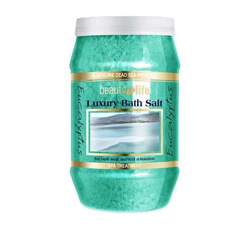 מלח אמבט יוקרתי מים המלח | אקליפטוס | 13 קילו | מכיל 26 מינרלים ושמנים ארומטיים | ביוטי לייף | Beauty Life