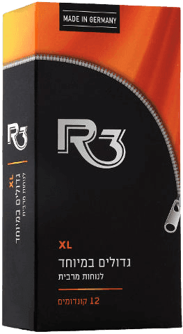 R3 | קונדומים XL | גדולים במיוחד | לנוחות מירבית | 12יחידות