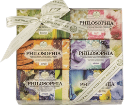 מארז סבון פילוסופיה | לא מכיל סולפטים ופרבנים | באישור מכון התקנים | 150 גרם לסבון | מכיל 6 סבונים נסטי דנטה | nesti dante
