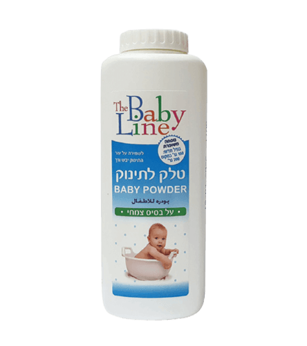 טלק לתינוקות | על בסיס צמחי | מכיל 150 גרם | בייבי ליין | The Baby Line