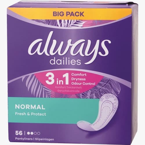 מגני תחתון נורמל עם ניחוח | 56 יחידות | always dailies Normal Fresh Protect | אולוויז | always