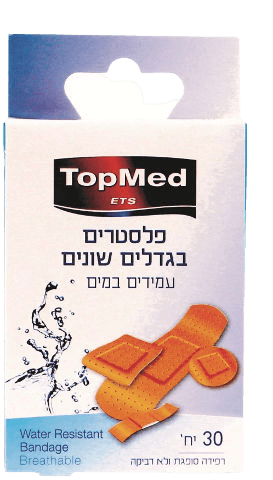 טופ מד | פלסטר מעורב חום | עמידים במים | מכיל 30 יחידות